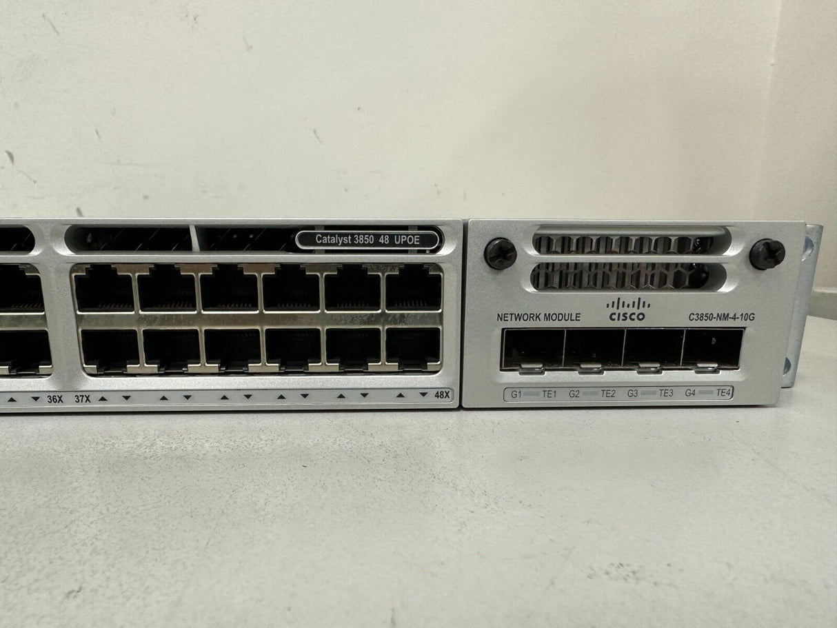 Cisco WS-C3850-48U-L Catalyst Switch UPOE C3850-NM-2-10G PWR-C1-1100WAC CAB-SPWR-30CM
