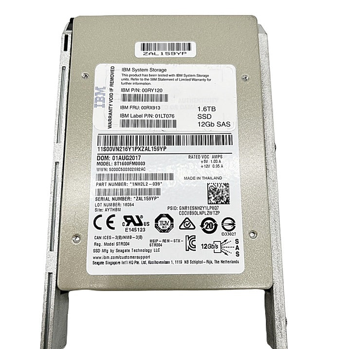 IBM 00RX913 1.6TB 2.5" 12Gb SAS SSD Flash Drive For V7000 Gen 2 Storwize