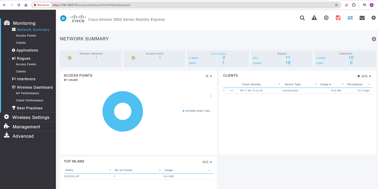 Cisco 3802E AIR-AP3802I-Z-K9 802.11ac W2 4x4 MIMO Standalone Mobility Express