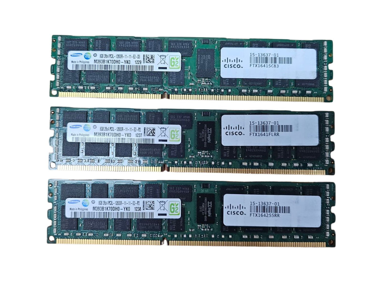 16x Samsung M393B1K70DH0-YKO Server Memory 8GB 2Rx4 PC3L-12800R