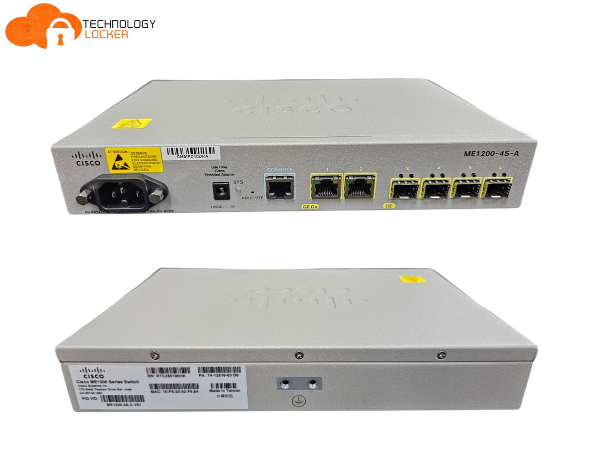 Cisco ME1200 Switch ME1200-4S-A Ethernet Access Device RTC255100HK