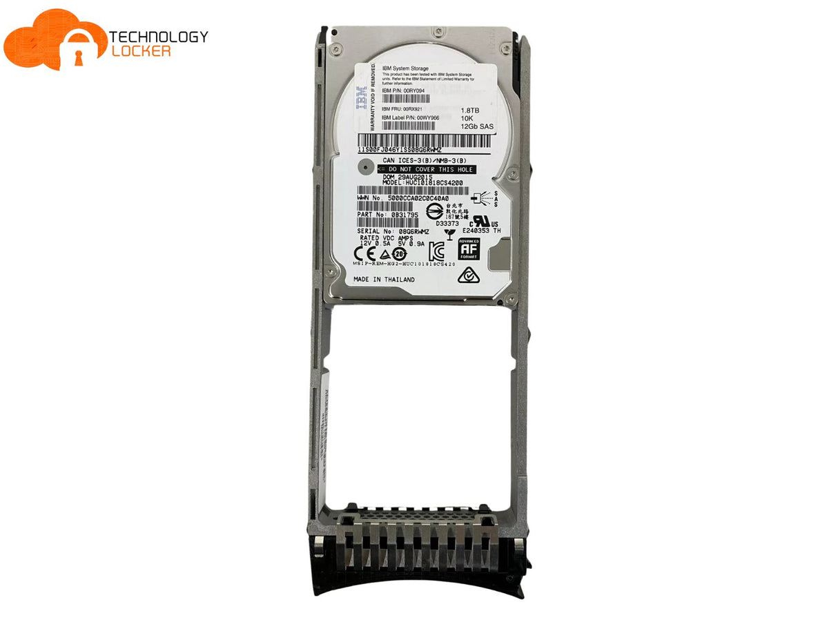 IBM HUC101818CS4200 1.8TB 00RY094 00RX921 0B31795 10K 12G 2.5" SAS HDD