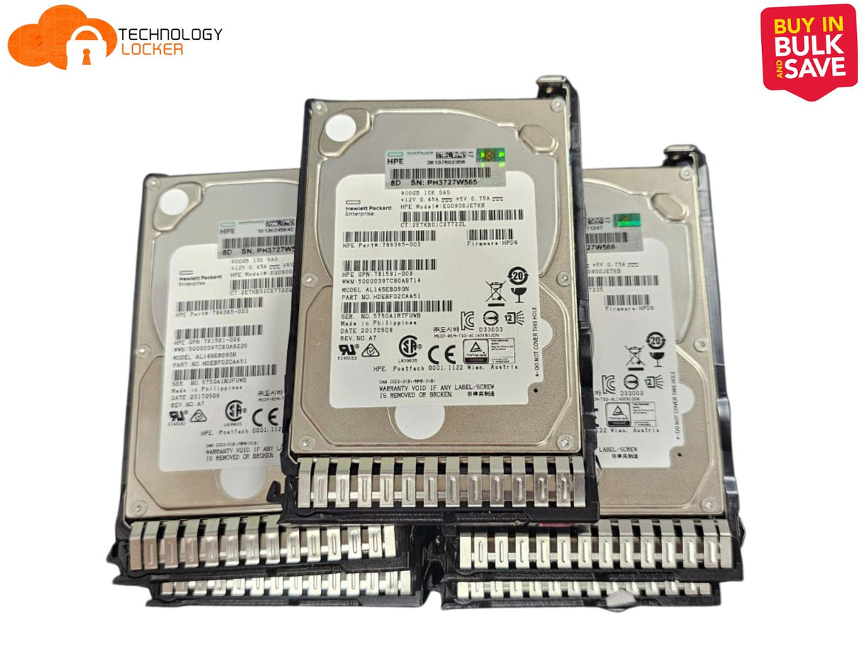 BULK 5x HPE 796365-003 EG0900JETKB 900GB 12Gb/s 10K 2.5" SAS SC Hot-Swap HDD