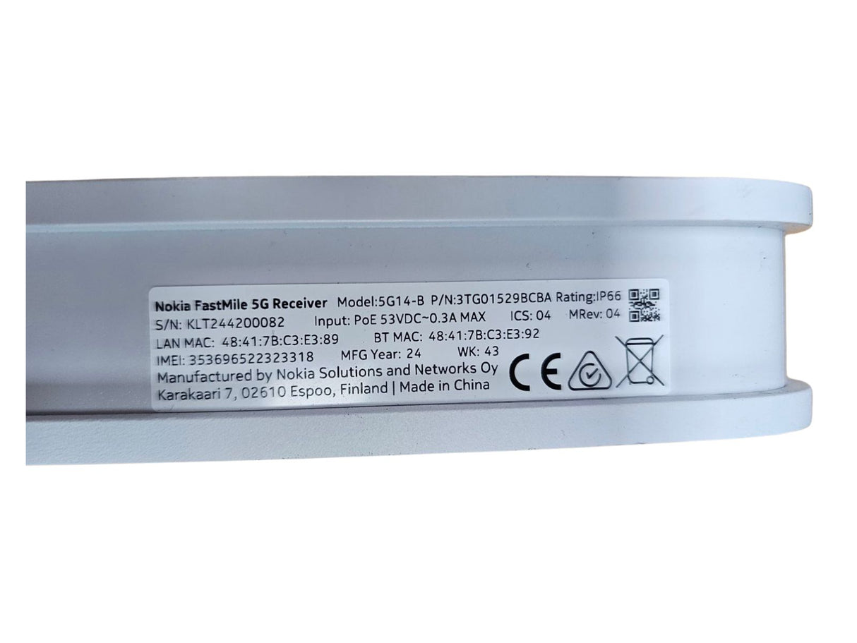 Nokia FastMile 5G Receiver 5G14-B Window Mounting White 3TG01529BCBA