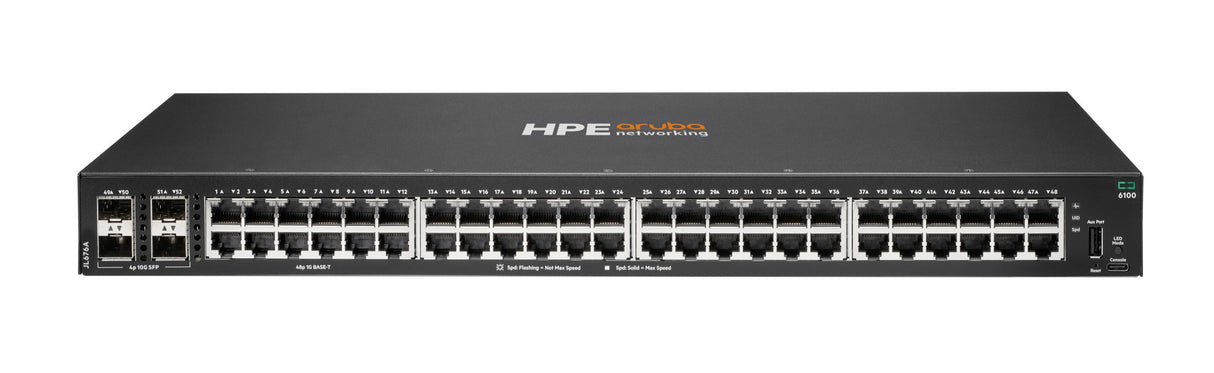 HPE JL676A Aruba 6100 48G 4SFP+ Switch 48× 1GbE + 4× 10GbE SFP+ 1Y-Wty
