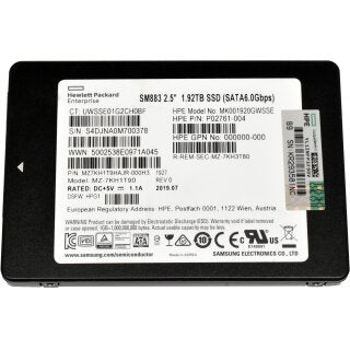 HP P09912-001 1.92TB SATA MU SFF SC DS SSD P02761-004 MK001920GWSSE