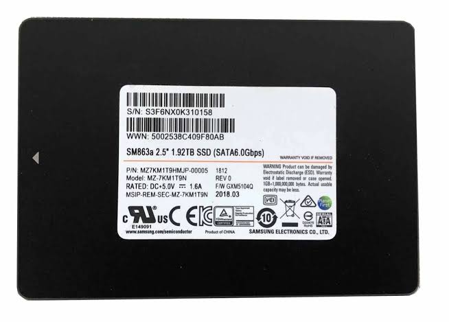 Samsung MZ-7KM1T9N PM863a Series 1.92TB 2.5" SATA 6Gb/s SSD MZ7KM1T9HMJP