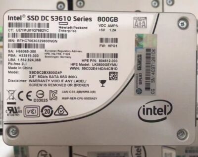 HPE INTEL 800GB 2.5"SATA SSD S3610 SERIES SSDSC2BX800G4P 6Gbs 804612-003