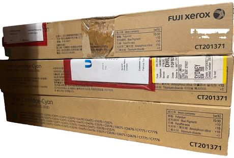 Bulk lot 3x Genuine Fuji Xerox CT201371 Cyan Toner Cartridge New