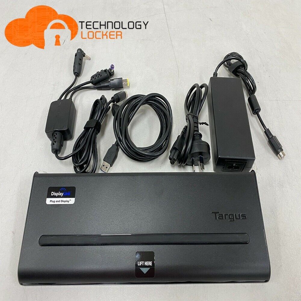 Targus ACP77 Universal USB 3.0 Docking Station w/ 3 Tips DC Charger DVI DP Cable