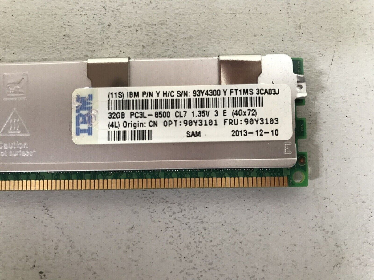 IBM Samsung 32GB 4Rx4 PC3L-8500R Server RAM Memory 90Y3103 93Y4300 90Y3101