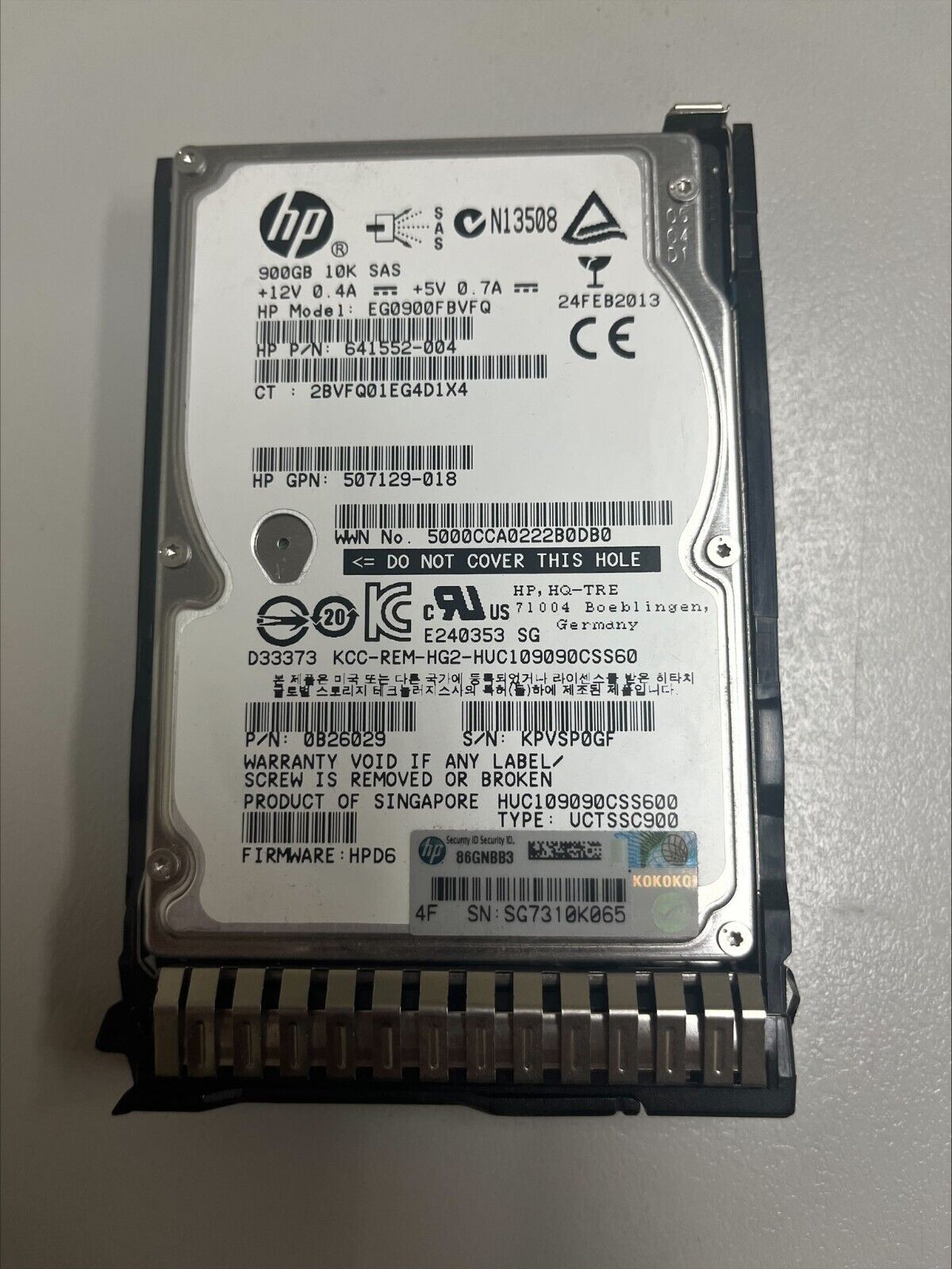 HP EG0900FBVFQ 900GB 6G 10K 2.5" SAS 641552-004 Hard Drive For HP G8 G9