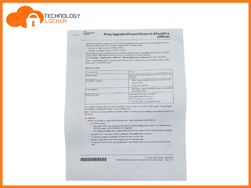 HPE Nimble Storage xF40 HF/AF TR Cntrl Array Upgrade AFxxxx/CSxxxx to AFxx/HFxx