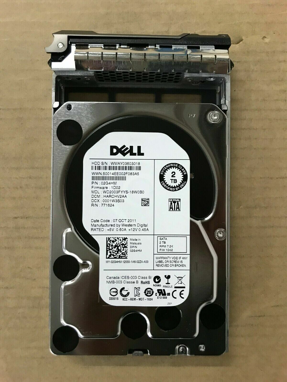 Dell 2TB SATA 7.2K 3.5" HDD 0835R9 0FFR79 02G4HM for Dell R710 R720 R730 Servers