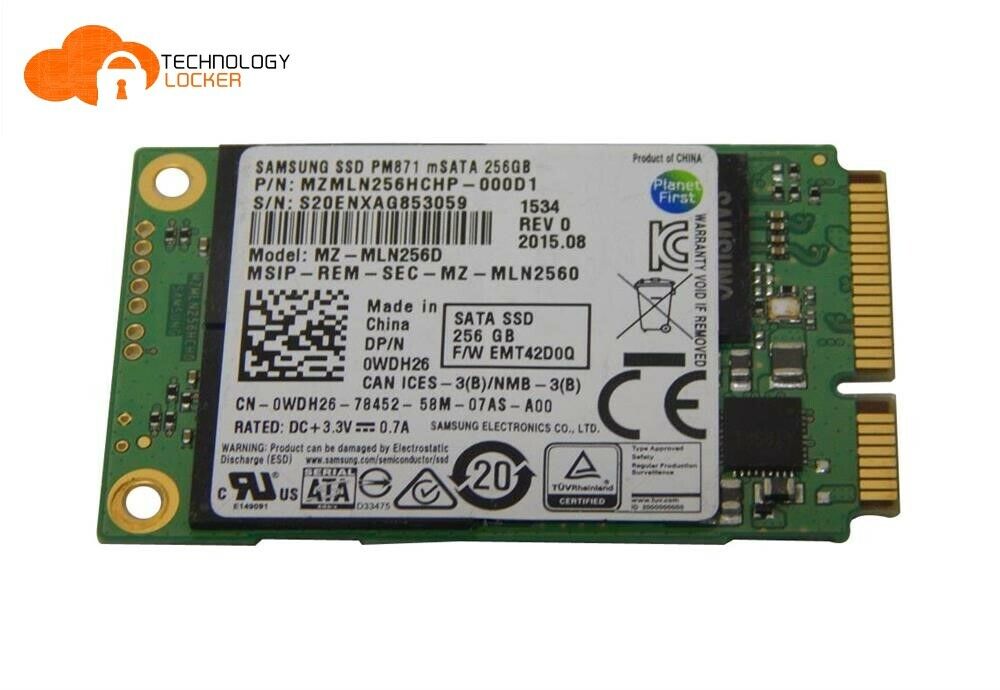 Samsung PM871 mSATA MZMLN256HCHP 256GB 6Gb/s Solid State Drive SSD