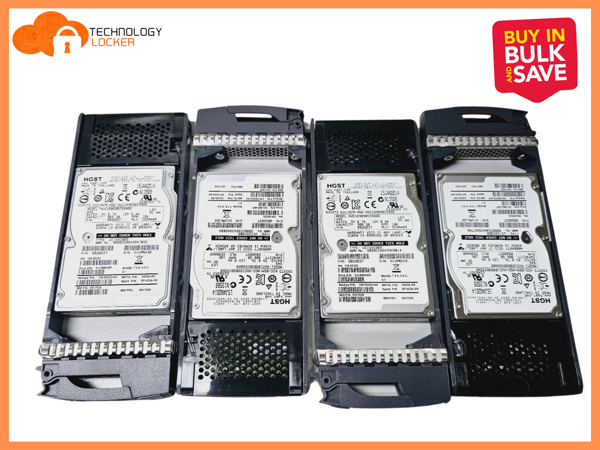 Bulk 4x HGST NetApp 900GB 10K SAS 2.5" 128MB Cache HDD 108-00222+A0 00V7528