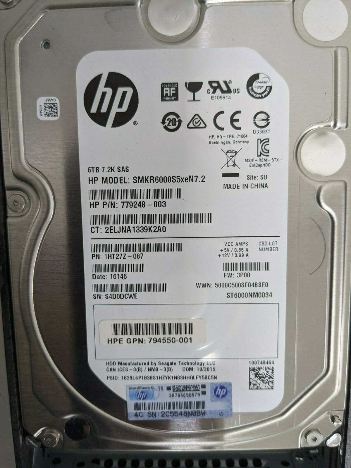 Bulk 10x HP HPE 793136-001 3PAR Storeserv 8000 8440 6TB SAS 7.2K 6Gb/s LFF HDD