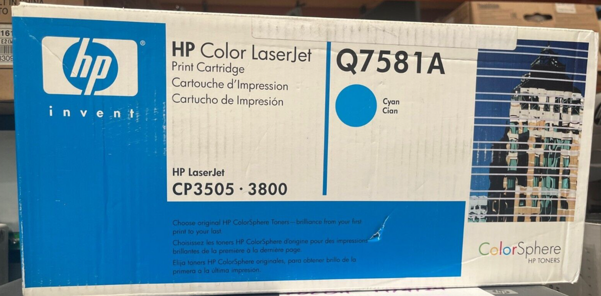 Bulk 3x GENUINE HP Q7581A 503A CYAN TONER CARTRIDGE LASER JET CP3505 3800