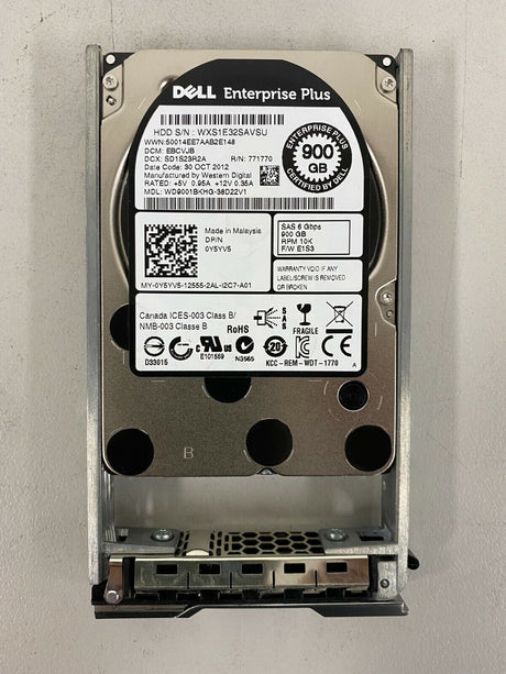 Dell Equallogic Hard Drive 900GB 10K SAS 2.5" 6Gbps HDD Y5YV5 WD9001BKHG