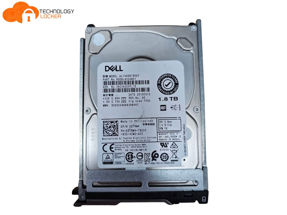 Dell AL14SEB18EQY 1.8TB SSD SAS 12 Gbps 2.5" HDEBJ40DAB51 02TRM4