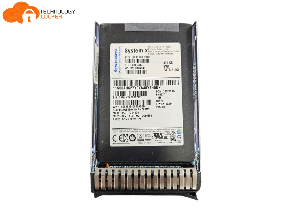 Lenovo MZ-7GE4800 480GB SATA 6Gb 00FN342 00FN343 00FN346 SSD with Caddy