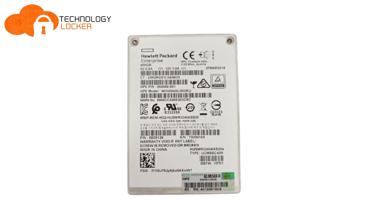 HPE 868650-001 MO000400JWDKU 400GB 12Gb/s 2.5" SAS SSD No Caddy